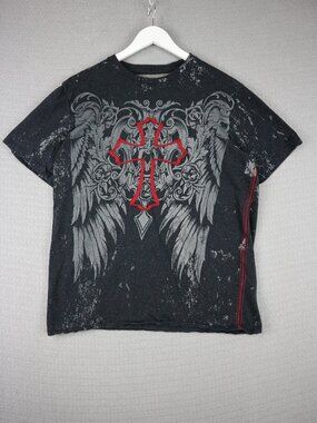 Third Rail Y2K Cross Wings Grunge Skateboard Mens Tee XL